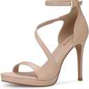 CELLENZ Stiletto Women High Heels: 4.3 Inch Comfortable Heels Prom Party Wedding, Peep Toe Platform Heels, Black White Silver Gold Strappy Heel Sandals, 8.5