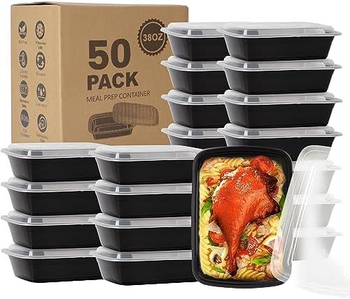 Ezalia 50 Pack- Meal Prep Containers 38oz, Plastic Food Prep Containers Reusable, Leakproof To Go Food Containers with Lids, BPA-Free, Microwave/Dishwasher/Freezer Safe