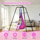 Swing Stand Frame with Sensory Pod Swings,Sensory Swing Set for Kids,Heavy Duty Metal Swings Frame,Cotton Sensory Pod Swing for Kids Indoor and Outdoor 330LBS Pink