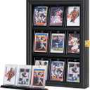 Verani Baseball Card Display Case - Sports Card Display Frame - Holds Sport Cards with UV Protection Clear View Lockable Wall Cabinet for Football Basketball Hockey Trading Card Black