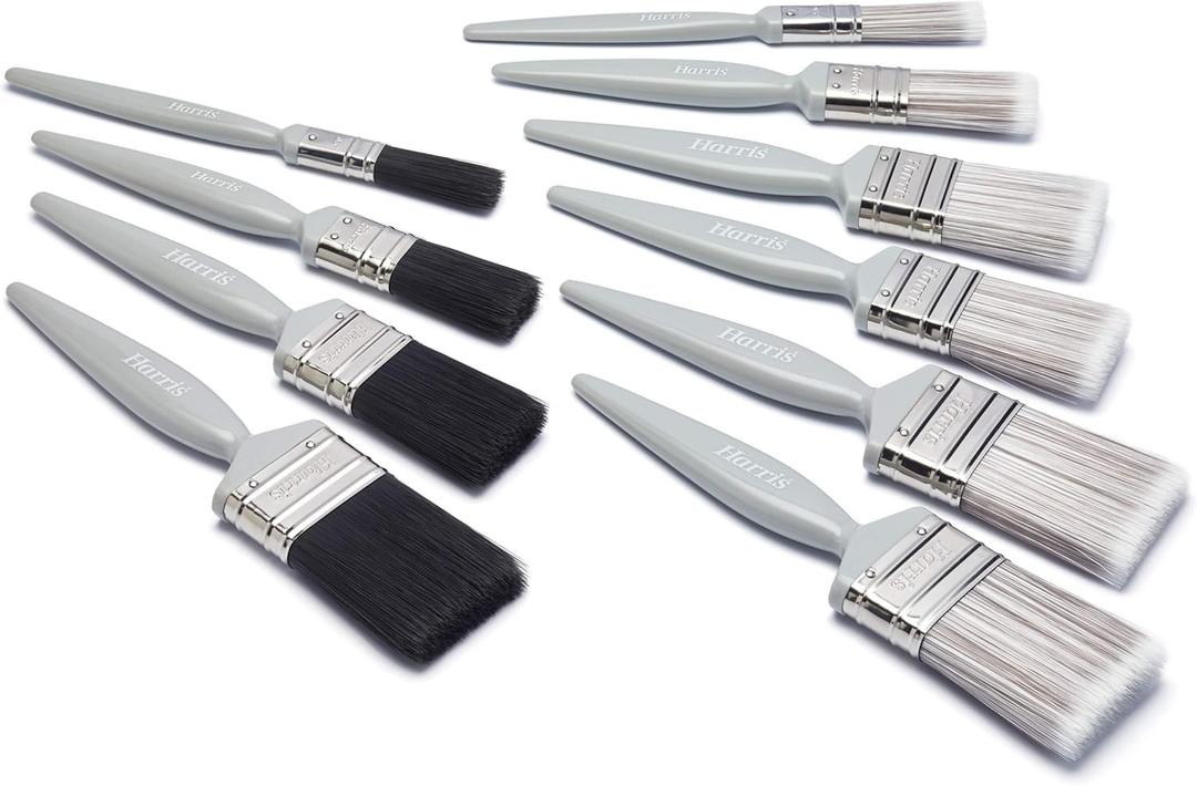 Harris Essentials Walls & Ceilings and Woodwork 10 Pack, 0, 1 x 1.5, 1 x 2 Gloss 1 x 0.5, 1 x 1, 2 x 1.5, 2X 2 Emulsion Paint Brushes