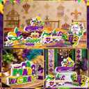 Mardi Gras Decorations Wooden Table Centerpieces for Mardi Gras Party Decoration Rustic Mardi Gras Table Decorations for Office Home Party Supplies Decor