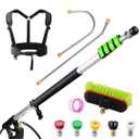 TOR 24 FT Telescoping Pressure Washer Wand with Pressure Washer Extension Wand,Gutter Cleaner Attachment, Pressure Washer Telescoping Wand with 5 Spray Nozzle Tips, 2 Hose Inlet Adapters, Brush Head