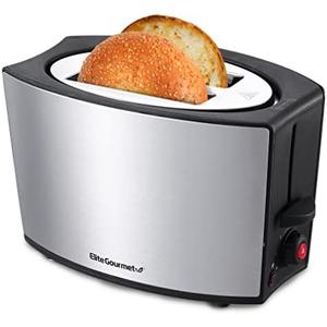 Elite Gourmet ECT2428 Extra Wide 1.25” Slot 2-Slice Toaster, Cancel, Defrost and Bagel Functions, 6 Toast Settings, Slide-Out Crumb Tray, Stainless Steel
