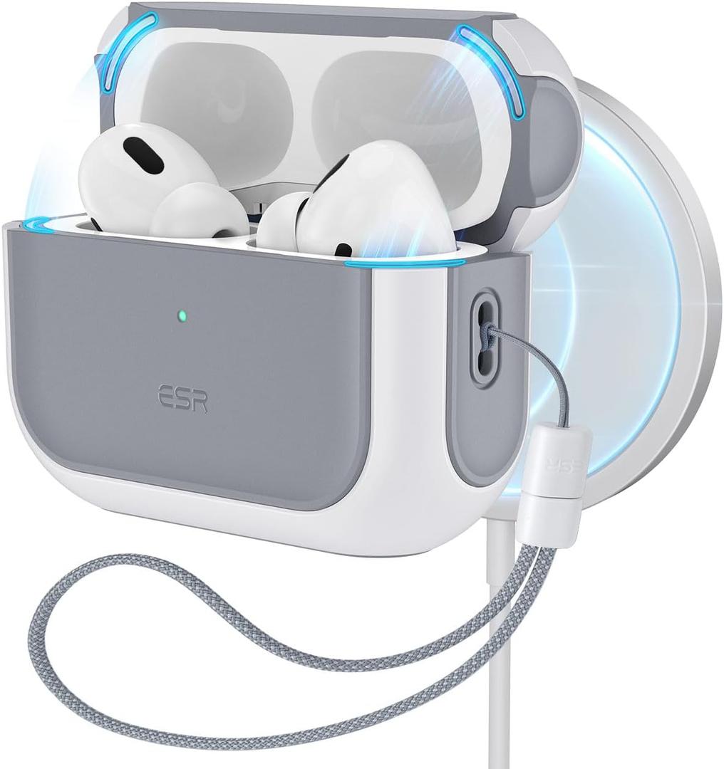 ESR for AirPods Pro 2 Case, Compatible with Airpods Pro Case 2nd / 1st Generation (2023/2022/2019), Compatible with MagSafe, Full Drop Protection Cover with Lanyard, White