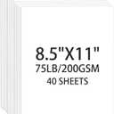 White Cardstock 8.5 X 11, 40 Sheets Card Stock, 75lb/ 200gsm Copy Paper, Cardstock Printer Paper For Art, Drawing, Invitations, DIY Cards, Watercolor, Craft, Construction, School & Office Supplies