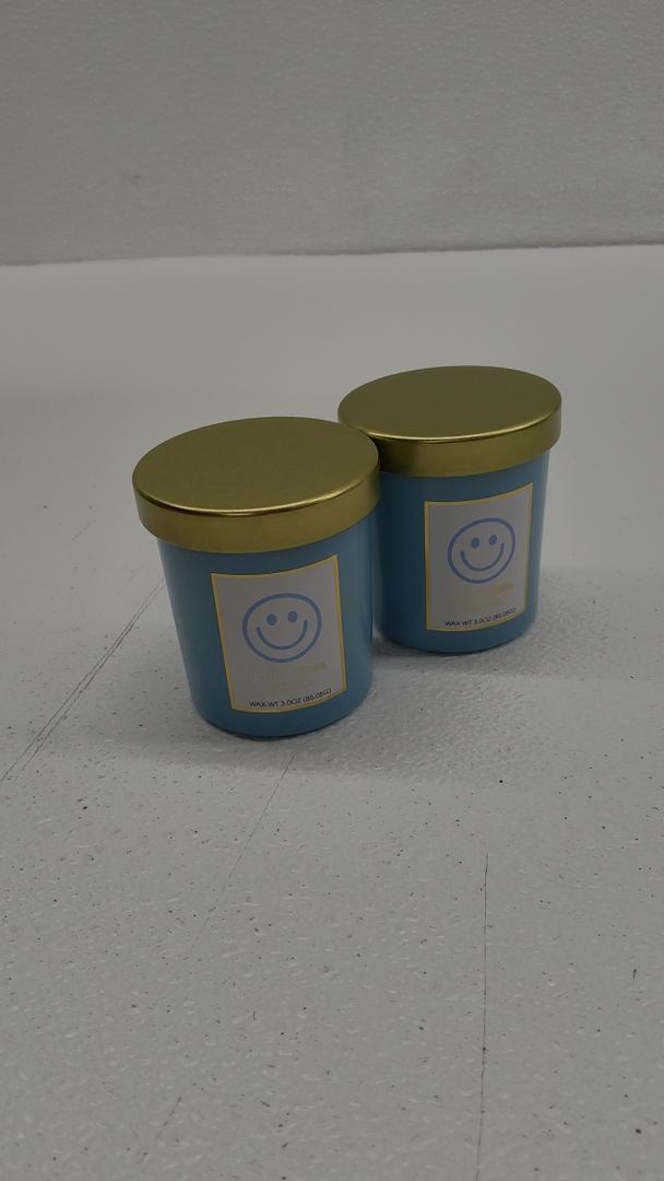 Sprayed Glass Candle W/Metal Lid Blue, Set of 2
