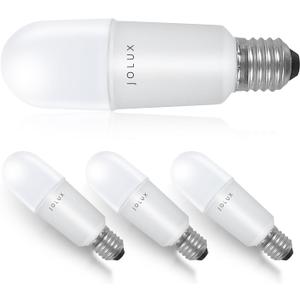 Jolux 4 Pack LED Stick Light Bulbs with Dusk to Dawn, 100W Equivalent,Daylight(5000K),1500lm,Auto On/Off Outdoor LED Bulbs,Damp Rated,E26 Medium Base.………