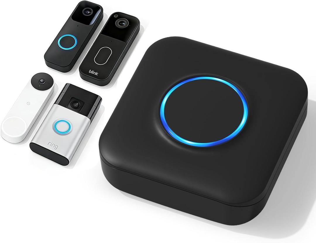 Smart WiFi Wireless Doorbell Chime for Google Nest, Ring, Blink App-Connected with 58 Music, 5 Adjustable Volume & LED Light, No Wiring Required (1Pack, Black)