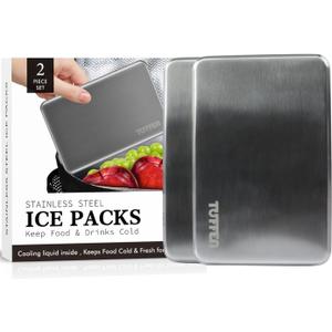 Ice Packs for Lunch Boxes, Stainless Steel Cooling Pack for Cooler, Quick Freeze Long-Lasting Reusable Ice Pack, Multi Use Cooler Accessories for Hiking, Camping and Fishing(2 Packs)