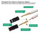 14AWG Speaker Cable Wire with Gold-Plated Banana Tip Plugs (25 Feet) - 99.99% Oxygen-Free Copper (OFC), in-Wall CL2 Rated, Heavy Duty Braided - White, 25ft