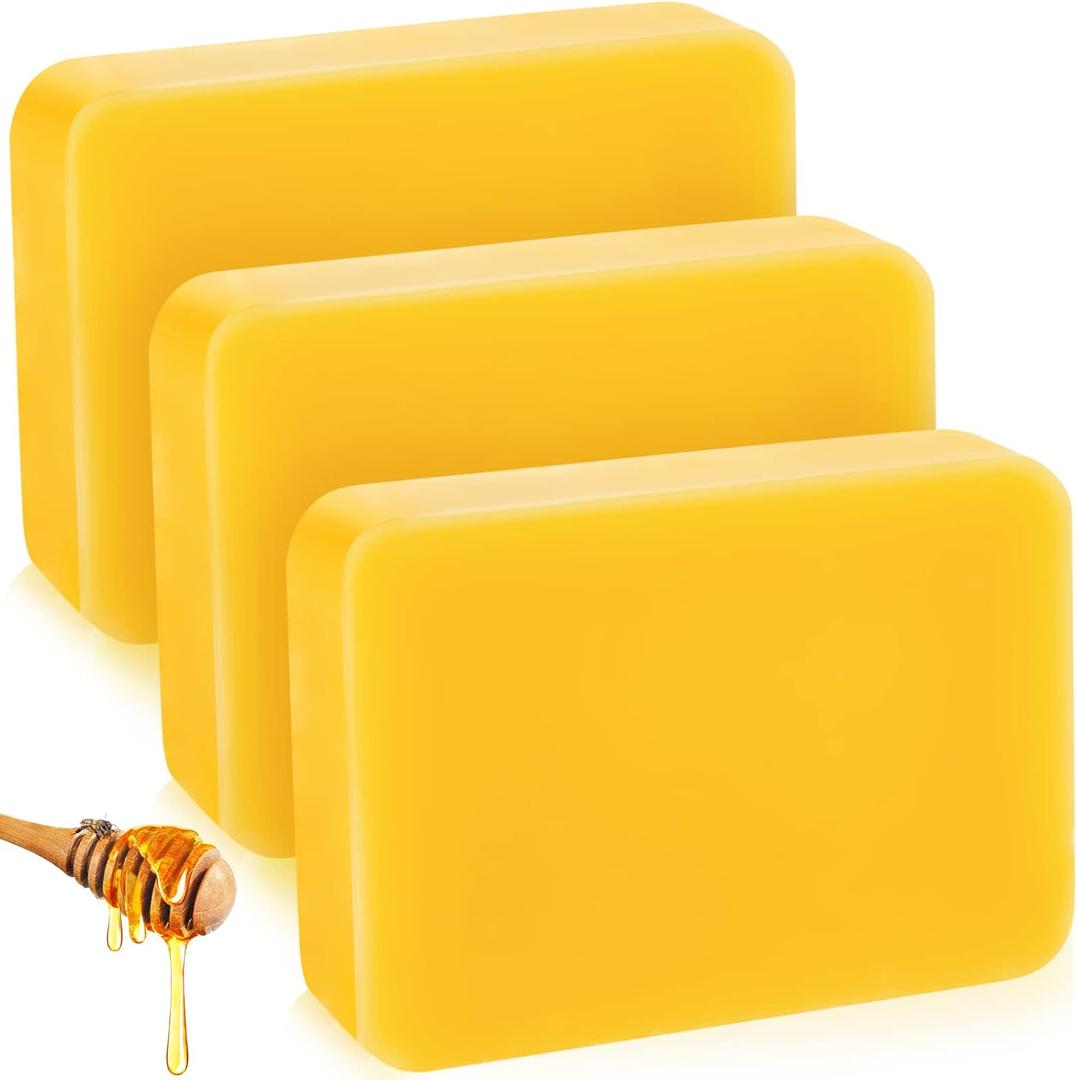 Treela 3 LB Yellow Beeswax Block Pure Natural Beeswax Cosmetic Grade Wax Block for Moisturizer Lotions Creams Lip Balms Soaps Candle Making