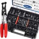 195Pcs 6-38mm Spring Hose Clamps Assortment Kit with Swivel Flat Band Fuel Hose Clamp Plier - 23 Sizes Fuel Line Silicone Vacuum Hose Low Pressure Air Clamps