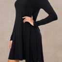 Women's Casual Plain Fit Flowy Simple Swing T-Shirt Loose Tunic Dress (Black)