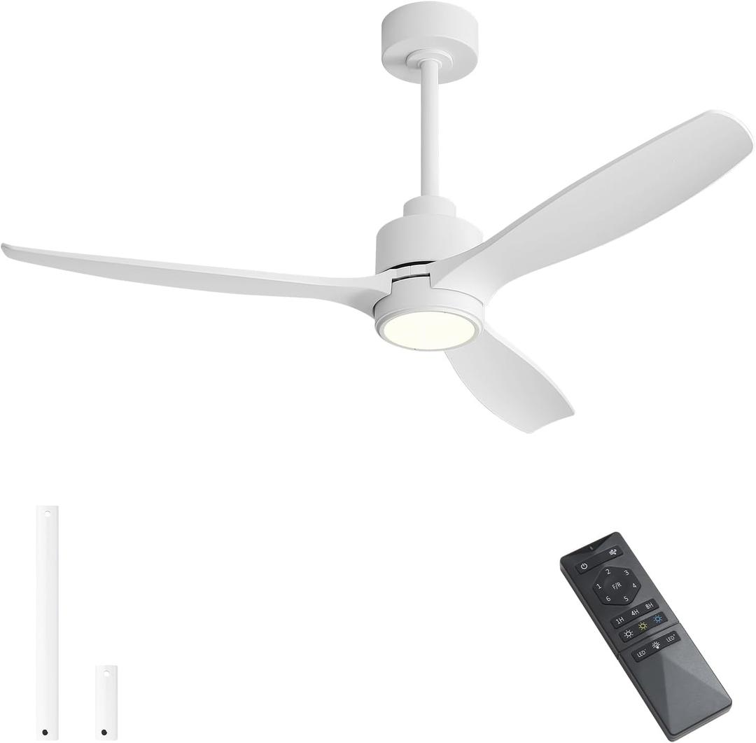 WINGBO 48" Wet Rated Ceiling Fans with Lights, Outdoor/Indoor, White