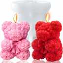 Bowtie Rose Bear Candle Mold 3D Teddy Bear Silicone Mold for DIY Handmade Soaps, Epoxy Resin Crafts, Father's Day Gifts, Birthday Gifts, Valentine's Day Gifts & Home Decorations Reusable Molds