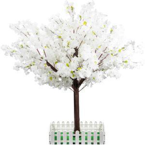 Artificial Cherry Blossom Tree - Handmade White Fake Cherry Blossom Tree Centerpieces for Wedding Party Christmas Garden Indoor & Outdoor (5 FT)