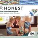 The Honest Company Comfort Dry Disposable Diapers Plant-Based Sustainable Tie-Dye For and Cactus Cuties Super Club Box Size 4 22-37 lbs 120 Count