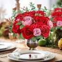 AGIRL Red Artificial Flowers Combo Fake Flowers Red Rose Silk Flowers Fake Floral Arrangements for DIY Wedding Bouquets Centerpieces Table Decor Baby Shower Home Decor
