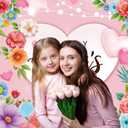 Happy Mother's Day Backdrop Pink Flowers Heart Mothers Day Background Mother's Day Birthday Party Thanks Mom Decorations Banner 94X70 inch (8x6FT)