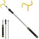 Drapery Pull Rod,36 to 63 Curtain Pull Telescoping Pole Heavy Duty For Curtains Wand Stainless Steel Tubes Soft Sponge Handle Rod for Curtains Extension Pole Lightweight (Black Yellow)