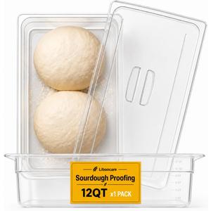 Dough Proofing Container, 1 Pack 12QT Dough Containers for 8-10 Dough Balls Large Capacity, Clear BPA-Free Dough Rising Box with Lid for Sourdough, Pizza Dough Container Stackable