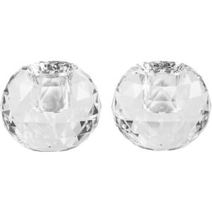 Kitcom Crystal Taper Candle Holders Multiple Faceted Designed Hand Cut Crystal Holders Wedding Banquet Decorations for Home W2.4xH1.8Inches Pack of 2, Comes with Gift Box