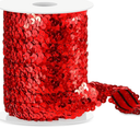 Chuangdi 11 Yard 1 Inch Elastic Sequins Trim 3 Row Flat Glitter Sequin Bling Fabric Paillette Ribbon Trim Metallic Stretch Crafts Elastic Lace for Dress Embellish(Red)