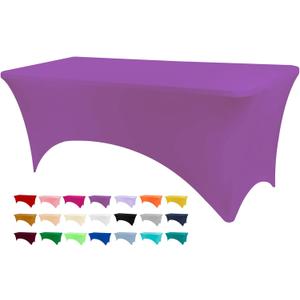 Table Covers for 6 Foot Tables, Purple Washable and Wrinkle Resistant Stretch Tablecloths Rectangle 6ft for Events, Wedding, Banquets, Parties (72" x 30" (Rectangular))