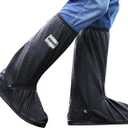 Black Waterproof Rain Boot Shoe Cover with Reflector (1 Pair) M