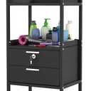 TASALON Metal Salon Trolley Cart with Wheels & Lockable Drawers 4-Tier Hair Stylist Rolling Tray Cart, Barber & Esthetician Station Organizer, Beauty Salon Equipment & Spa Storage Cabinet