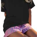 RoseSeek Girls Cherry Shirt Short Sleeve Colorblock Graphic Tees Cute Summer Shirts Y2k Aesthetic Clothes