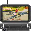 Solar Wireless Backup Camera, 5" 1080P DVR Monitor, 2-Min No-Wiring Installation Back Up Camera, 4800mAh Battery, Stable Signal, IP69K Waterproof Reverse Camera for Car, SUV, Pickup, Truck, Trailer