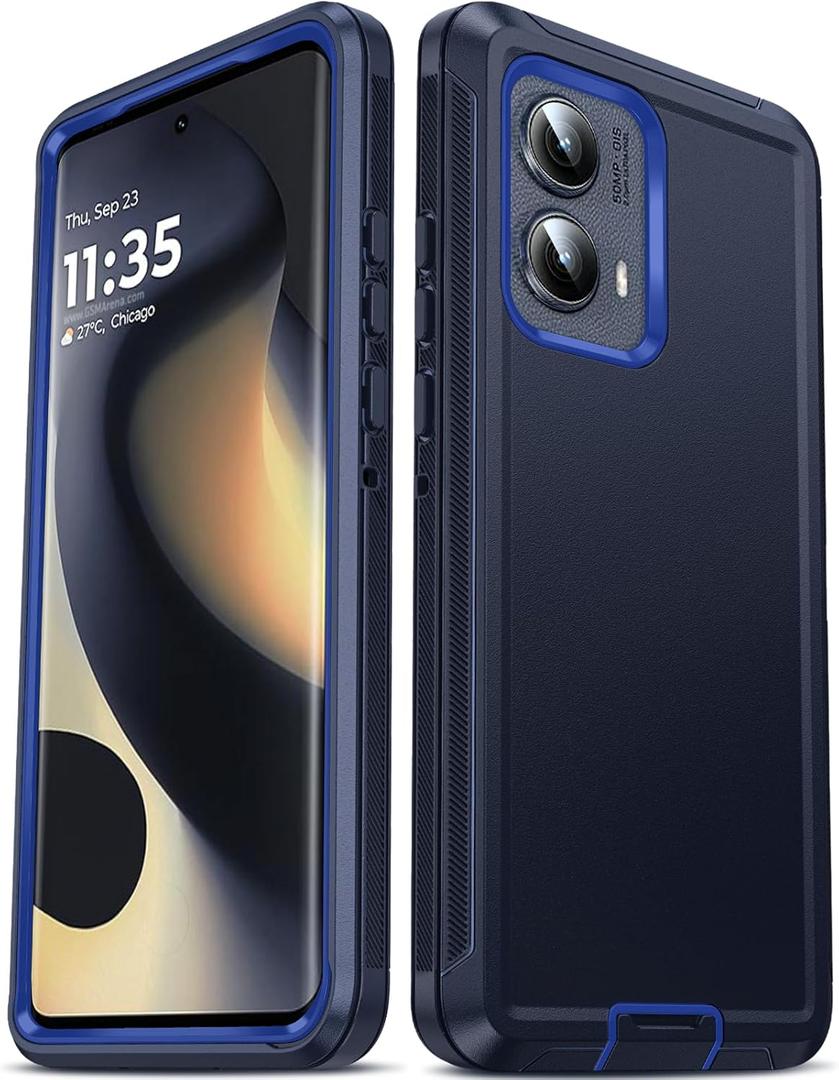 LeYi for Motorola Edge-2024-Case: Moto NOT FIT Edge 50/ G 5G 2024 3 in 1 Heavy Duty Rugged Cover, Shockproof Cell Phone Android Phone Funda para Edge2024 5G 6.6", Blue
