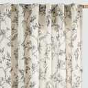 jinchan Floral Linen Curtains for Living Room 84 Inch Length Printed Toile Curtain Black Light Filtering French Country Farmhouse Curtain Flower Patterned Drapes Bedroom Back Tab Rod Pocket 2 Panels