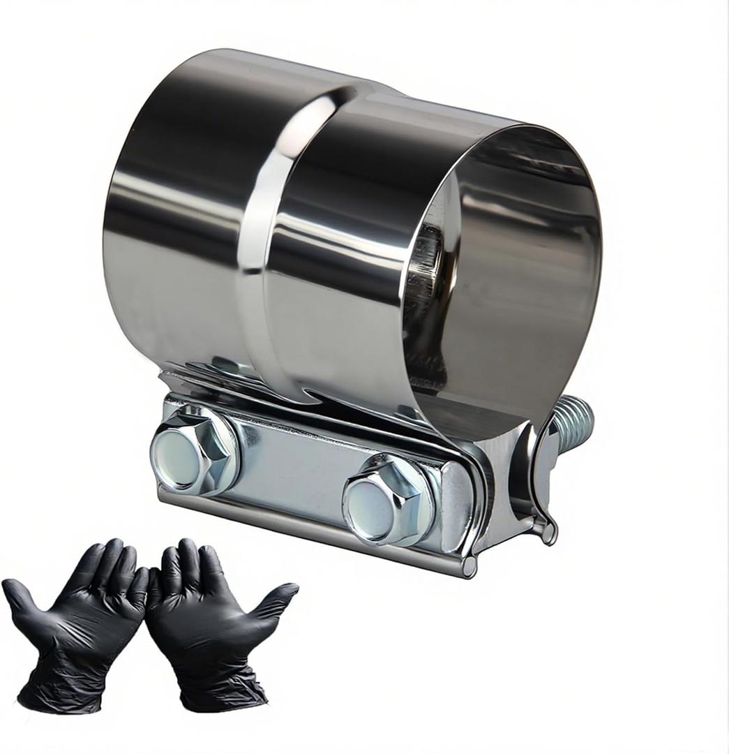 DROIFUIM 2 Pcs 2.0 Inch Exhaust Pipe Clamps Butt 304 Stainless Steel Ring Clamps for CatalyticConverter, Muffler, Conversion (22.0 Inch)