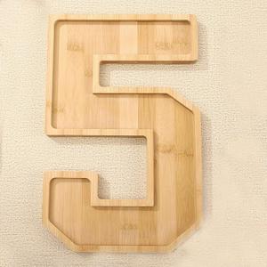 Number Charcuterie Boards Platter Wooden Number Plate Serving Tray 11" Fruit Cheese Cupcake Dessert Dishes for Happy New Year Eve Party Decorations Kitchen Table Supplies