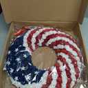 18Inch Patriotic Roses Wreath, 4th of July Summer Soft Touch Foam Roses Wreath for The Front Door, Handcrafted Memorial Day Artificial Flowers for Indoor and Outdoor