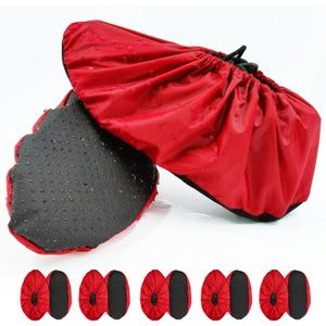 NAEE 5 Pairs Waterproof Anti slip Washable Reusable Boots Cover Indoor Shoe covers (L, Red), Large