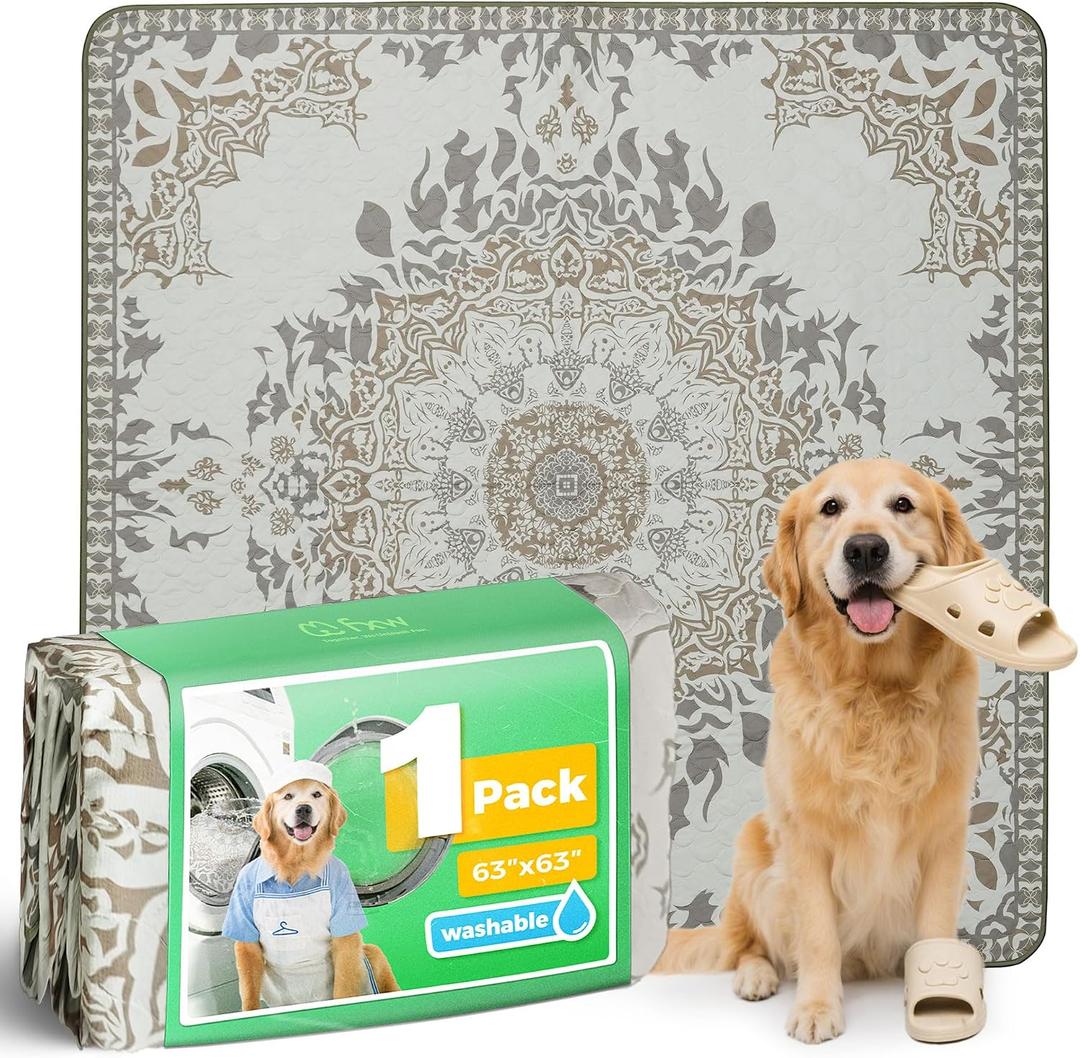 FXW Washable Pee Pads for Dogs, Puppy Pads with Super Absorbent, Specifically Designed for FXW Rollick/Homeplus 24 inch 8 Panels Dog Playpen, 63" Square, Boho, Pack of 1