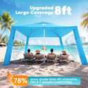 Purebox Beach Tent Shade Canopy - 8 * 8FT UPF50+ Beach Umbrella Sun Shelter 3Min Setup for 8 Person Cabana Tent with Sand Pockets Removable Side Walls Instant Sun Shade for Family, Camping, Fishing