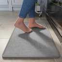 YDKGL Kitchen Rugs Mat Non Slip Washable, Linen-Look 0.3" Thick Soft Cushioned Absorbent Kitchen Mats for Floor, Mild Anti-Fatigue Runner Rug Sink Mat Laundry Standing Mats, Easy Clean, Gray 17"x30"