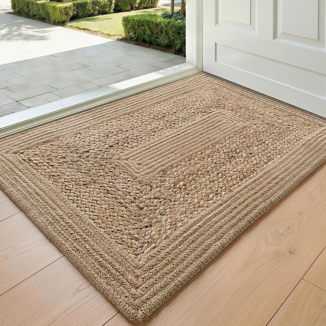DEXI Jute Door Mat 24x36, Non Slip Doormat Indoor Entrance, Natural Beige