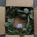 Pre Lit Christmas Wreath for Front Door Green Wreath Decorated with Pine Cones,Berry Clusters, Abundant Fit Branches 18 Lighted Christmas Wreaths for Windows Winter Wreath Hanging Wall Decor (18" Battery Powered)