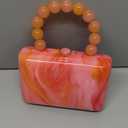 Acrylic Purses Evening Clutch Bag Marbling Handbags for Women Cross Body Bag with Pearl Chain Formal Wedding Prom Party (Orange 1)