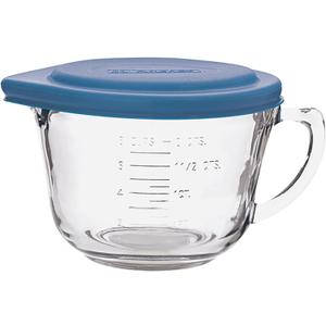 Anchor Hocking Batter Bowl, 2 Quart Glass Mixing Bowl with Blue Lid