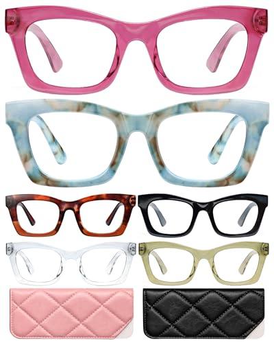 CCVOO 1.0 Stylish Reading Glasses for Women, Stylish Eyeglasses, Blue Light Readers for Women, Cheaters, (A8 Glow Theory) 4 Pack, Glasses Only