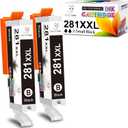 Miss Deer Compatible 281 Black Ink Cartridges Replacement for Canon CLI-281XXL CLI281 XXL BK for Pixma TR8520 TR8620 TS6120 TR7520 TS8220 TR8600 TS6220 TS6320 TS9120 TS9521c Printer (Small Black x 2)