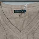 OFEEFAN Womens Sweaters Long Sleeve Shirts Fall Outfits 2026 V Neck Soft Knit Pullover Trendy Tops Dressy Casual Blouses, Size L, Beige