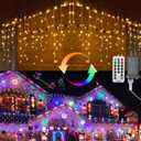 Brizled Christmas Icicle Lights, 29ft 360 LED Outdoor Icicle Lights Color Changing with Remote, 11 Function Connectable Christmas Lighting Warm White & Multicolor Xmas Lighting for Xmas Home Wedding